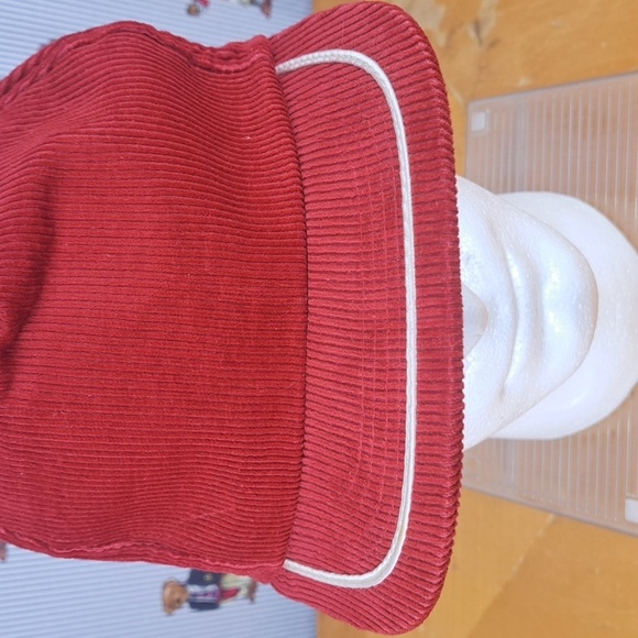 Vintage 80s red & white brim trim corduroy blank panel casual snapback hat cap - Picture 2 of 7